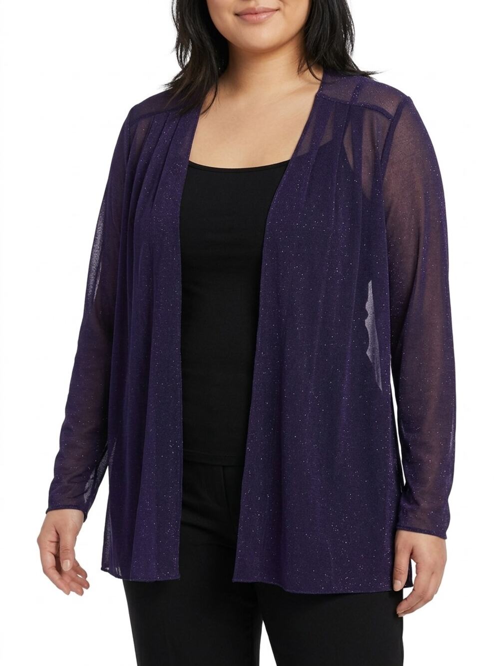 Vintage Onyx Nite Made in USA Sheer Metallic Cardigan Sweater Women Size 14